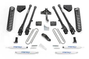 FTSK2212 | Fabtech 4 Inch 4 Link System With Coils and Performance Shocks(2008-2016 F250, F350 Super Duty 4WD)