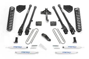 FTSK2216 | Fabtech 4 Inch 4 Link System With Coils and Performance Shocks (2017-2022 F250, F350 Super Duty 4WD Diesel)