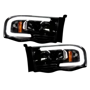 264191BKC | Recon Projector Headlights OLED Halos & DRL in Smoked/Black (2002-2005 Ram 1500, 2500, 3500)