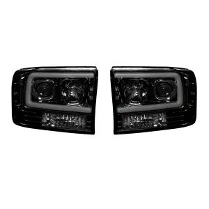 REC264192BKC | Recon Projector Headlights OLED Halos DRL Smoked/Black (1999-2004 F250, F350 Super Duty)