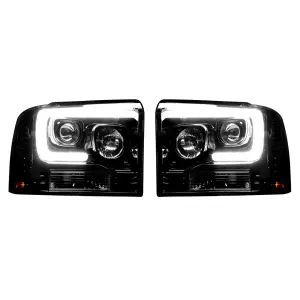 REC264193BKC | Recon Projector Headlights OLED Halos DRL Smoked/Black (2005-2007 F250, F350 Super Duty)