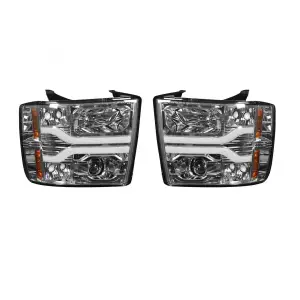 Recon Truck Accessories - 264195CLC | Recon Projector Headlights with OLED Halo & DRL in Clear/Chrome (2007-2013 Silverado 1500, 2500 HD, 3500, 2007-2014 Silverado 3500 DRW) - Image 1