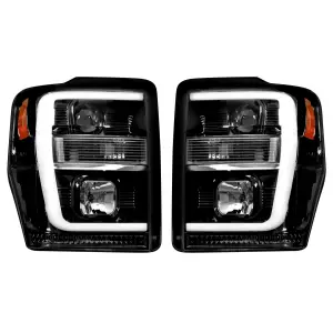 Recon Truck Accessories - 264196BKC | Recon Projector Headlights OLED Halos DRL Smoked/Black (2008-2010 F250, F350 Super Duty) - Image 1