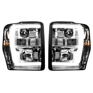 REC264196CLC | Recon Projector Headlights OLED Halos DRL Clear/Chrome (2008-2010 F250, F350 Super Duty)