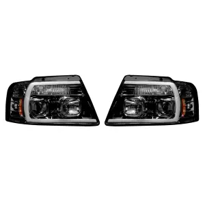 264198BKC | Recon Projector Headlights OLED Halos & DRL in Smoked/Black (2004-2008 F150)