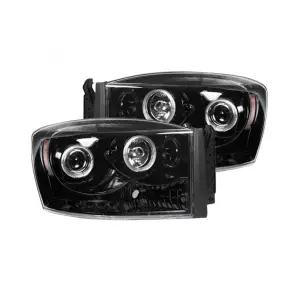 264199BKCC | Recon Projector Headlights CCFL Halos & DRL in Smoked/Black (2006-2008 Ram1500, 2006-2009 Ram 2500, 3500)