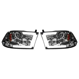 REC264270CLC | Recon Projector Headlights OLED Halos & DRL in Clear/Chrome (2009-2023 Ram 1500, 2010-2018 Ram 2500, 3500)