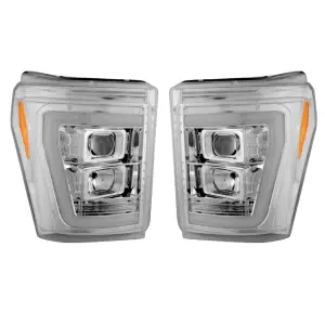 REC264272CLC | Recon Projector Headlights OLED Halos & DRL Clear/Chrome (2011-2016 F250, F350 Super Duty)