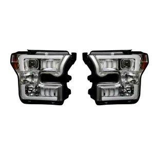 Recon Truck Accessories - REC264290CLC | Recon Projector Headlights in Clear/Chrome (2015-2017 F150 Replaces OEM Halogen Style Headlights Only) - Image 1