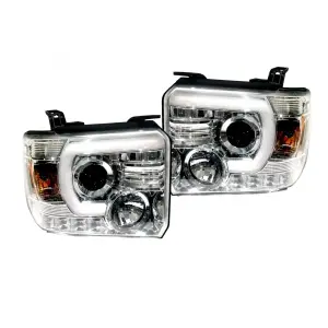 264295CLC | Recon Projector Headlights w Smooth OLED DRLs & Halos in Clear/Chrome (2014-2018 Sierra 1500, 2014-2019 Sierra 2500 HD, 3500 SRW, 2015-2019 Sierra 3500 HD DRW)