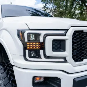 Recon Truck Accessories - 264390BKCS | Recon Projector Headlights OLED DRL, LED Turn Signals Smoked/Black (2018-2020 F150 Replaces OEM LED Style Head Lights Only) - Image 7