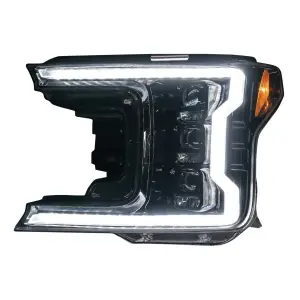 Recon Truck Accessories - 264390LEDBKCS | Recon LED Headlights OLED DRL LED Turn Signals Smoked/Black (2018-2020 F150 Replaces OEM LED Style Head Lights Only) - Image 1