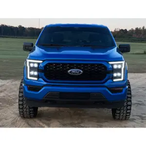 264490BKCS | Recon LED Headlights w/ Ultra High Power LED Hi & Low Beam & Smooth OLED DRL & Scanning Switchback Amber LED Turn Signals Smoked/Black (2021-2023 F150 Replaces OEM LED Style Head Lights Only)