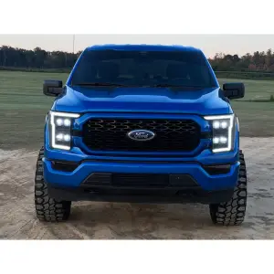 REC264490CLCS | Recon LED Headlights w/ Ultra High Power LED Hi & Low Beam & Smooth OLED DRL & Scanning Switchback Amber LED Turn Signals Clear/Chrome (2021-2023 F150 Replaces OEM LED Style Head Lights Only)