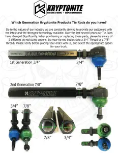 Kryptonite - 10KXDI34 | Kryptonite Replacement Inner Tie Rod Stock Center Link | 1st Generation 3/4" Shank Right Hand (2001-2010 Silverado, Sierra 2500 HD, 3500 HD) - Image 3