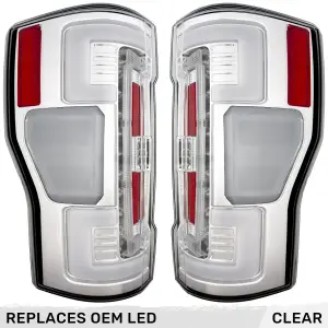 Recon Truck Accessories - 264299LEDCL | Recon (Replaces OEM LED) Tail Lights OLED in Clear (2017-2019 F250, F350 Super Duty) - Image 1