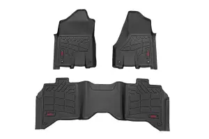 SM31430 | Rough Country Sure Fit Floor Mats For Crew Cab Ram 2500 / 3500 2WD/4WD (2019-2024) | Front & Rear, Front Row Bucket Seats