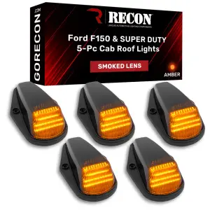 Recon Truck Accessories - 264100BK | Recon 5 Piece Cab Light Set LED Smoked Lens with Amber LEDs (1988-1998 F250, F350 | 1984-1996 F150) - Image 2