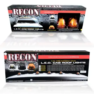 Recon Truck Accessories - 264143AMHP | Recon 5 Piece Cab Lights OLED Bar-Style Amber Lens in Amber OLED (1999-2016 F250, F350 Super Duty | DID NOT come with factory installed cab roof lights) - Image 5