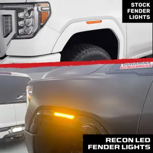 Recon Truck Accessories - 264230BK | Recon Fender Lenses w/ 4 Amber LED Lights in Smoked with Black Trim (2020-2024 Sierra 2500, 3500) - Image 7