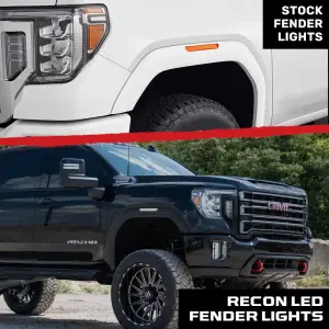 Recon Truck Accessories - 264230CL | Recon Fender Lenses w/ 4 Amber LED Lights in Clear with Black Trim (2020-2024 Sierra 2500, 3500) - Image 3