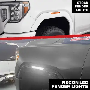 Recon Truck Accessories - 264230WHCL | Recon Fender Lenses w/ 4 White LED Lights in Clear with Black Trim (2020-2024 Sierra 2500, 3500) - Image 7