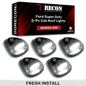 Recon Truck Accessories - 264143WHBK | Recon 5 Piece Cab Light Set LED Smoked Lens in White (1999-2016 F250, F350 Super Duty | DID NOT come with factory installed cab roof lights) - Image 2