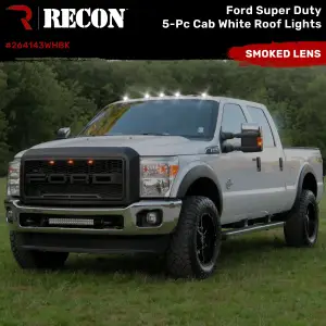 Recon Truck Accessories - 264143WHBK | Recon 5 Piece Cab Light Set LED Smoked Lens in White (1999-2016 F250, F350 Super Duty | DID NOT come with factory installed cab roof lights) - Image 13