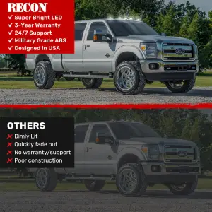 Recon Truck Accessories - 264143WHBK | Recon 5 Piece Cab Light Set LED Smoked Lens in White (1999-2016 F250, F350 Super Duty | DID NOT come with factory installed cab roof lights) - Image 14