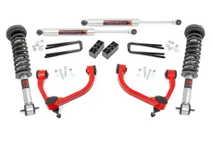 54540RED | Rough Country 3 Inch Lift Kit For Ford F-150 4WD (2014-2020) | Red Finish, M1 Struts, Rear M1 Shocks