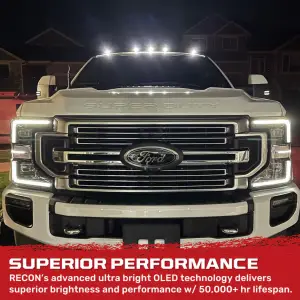 Recon Truck Accessories - 264343BKHPWH | Recon 5 Piece Smoked Cab Roof Light Set 2-Way Front  Rear Facing Ultra High-Power White LEDs (2017-2022 F250, F350 Super Duty | Replaces OEM factory installed cab roof lights) - Image 7