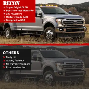 Recon Truck Accessories - 264343BKHPAM | Recon 5 Piece Smoked Cab Roof Light Set 2-Way Front  Rear Facing Ultra High-Power Amber LEDs (2017-2022 F250, F350 Super Duty | Replaces OEM factory installed cab roof lights) - Image 8