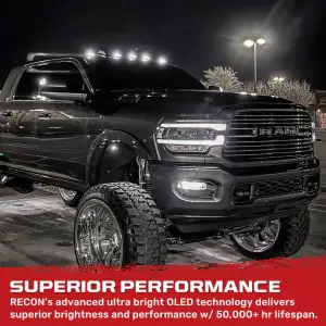 Recon Truck Accessories - 264346BKHPWH | Recon 5 Piece Smoked Cab Roof Light Set 2-Way Front & Rear Facing Ultra High-Power White LEDs (2019-2024 Ram 2500, 3500) - Image 6