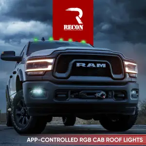 Recon Truck Accessories - 264346BKRGB | Recon 5 Piece Set Smoked Cab Roof Light Lens with RGB (Multi-Colored) High-Power LED's (2019-2024 Ram 2500, 3500| Replaces OEM factory installed cab roof lights) - Image 5