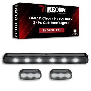 Recon Truck Accessories - 264156WHBK | Recon 3 Piece Cab Roof Light Set OLED Smoked Lens in White (2007-2014 Silverado, Sierra 2500 HD, 3500 HD) - Image 1