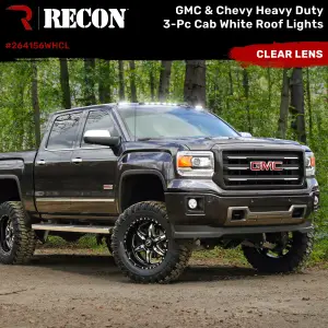 Recon Truck Accessories - 264156WHCL | Recon 3 Piece Cab Roof Lights LED Clear Lens in White (2007-2014 Silverado, Sierra 2500 HD, 3500 HD) - Image 2