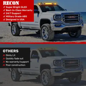 Recon Truck Accessories - 264157AM | Recon 3 Piece Cab Roof Lights LED Amber Lens in Amber (2015-2019 Silverado, Sierra 2500 HD, 3500 HD) - Image 8