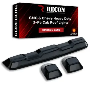 Recon Truck Accessories - 264158BK | Recon 3 Piece Set Smoked Cab Roof Light Lens with Amber LED’s (2020-2024 Silverado, Sierra 2500 HD, 3500 HD | Replaces OEM factory installed cab roof lights) - Image 3