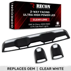 Recon Truck Accessories - 264158CLHPWH | Recon 3 Piece Set Clear Lens Cab Roof Light Set 2-Way Front & Rear Facing Ultra High-Power White LEDs (2020-2024 Silverado, Sierra 2500 HD, 3500 HD Replaces OEM factory installed cab roof lights) - Image 11