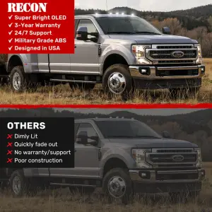 Recon Truck Accessories - 264342BKHPWH | Recon 5 Piece Smoked Cab Roof Light Set 2-Way Front & Rear Facing Ultra High-Power White LEDs (2017-2024 F250, F350 Super Duty | DID NOT come with factory installed cab roof lights) - Image 8