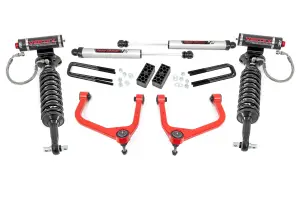 22657RED | Rough Country 3.5 Inch Lift Kit For GMC Sierra 1500 2WD/4WD (2019-2024) | Red Finish, Rear Factory Multi-Leaf Spring, Vertex Coilovers With V2 Rear Shocks