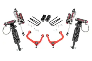 22650RED | Rough Country 3.5 Inch Lift Kit With Red Control Arms Vertex Coilovers / Vertex Rear Shocks (2019-2025 Sierra 1500 2WD/4WD | Multi Leaf Springs)