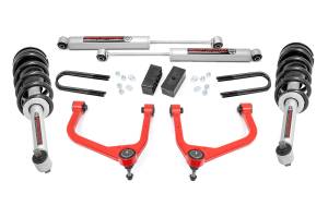 Rough Country - 28831RED | Rough Country 3.5 Inch Lift Kit For GMC Sierra 1500 2WD/4WD (2019-2024) | Red Finish, Rear Mono-Leaf Spring, N3 Strut With N3 Rear Shocks - Image 1