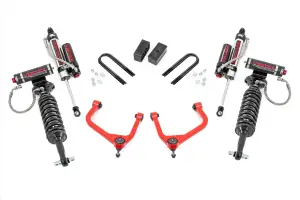 28850RED | Rough Country 3.5 Inch Lift Kit For GMC Sierra 1500 2WD/4WD (2019-2024) | Red Finish, Rear Mono-Leaf Spring, Vertex Coilovers With Vertex Shocks