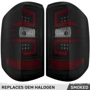 264238BK | Recon (Replaces OEM Halogen Only) Tail Lights OLED in Smoked (2014-2018 Silverado 1500 | 2014-2019 Silverado 2500, 3500 | 2015-2019 Sierra 3500 DRW)