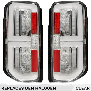 Recon Truck Accessories - 264279CL | Recon (Replaces OEM Halogen) Tail Lights High-Powered OLED Bar Style Running & LED Brake Lights, Includes OLED Startup Sequence in Clear (2021-2024 Bronco) - Image 1