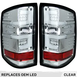 Recon Truck Accessories - 264297CL | Recon (Replaces OEM LED Tail Lights Only) OLED Tail Lights in Clear (2016-2018 Silverado 1500 | 2016-2019 2500, 3500 SRW | 2015-2019 Sierra 3500 DRW)) - Image 1