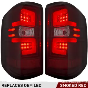 Recon Truck Accessories - 264297RBK | Recon (Replaces OEM LED Tail Lights Only) OLED Tail Lights in Dark Smoke Red (2016-2018 Silverado 1500 | 2016-2019 2500, 3500 SRW | 2015-2019 Sierra 3500 DRW) - Image 1