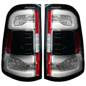 Recon Truck Accessories - 264338LEDCL | Recon (Replaces OEM LED) OLED Tail Lights Clear w/ Scanning Red Turn Signals (2019-2023 Ram 1500) - Image 1