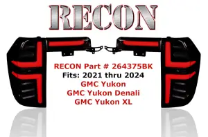 Recon Truck Accessories - 264375BK | Recon OLED TAIL LIGHTS with LED Startup Sequence & RED OLED Turn Signals in Smoked (2021-2024 Yukon Denali, Yukon XL) - Image 2